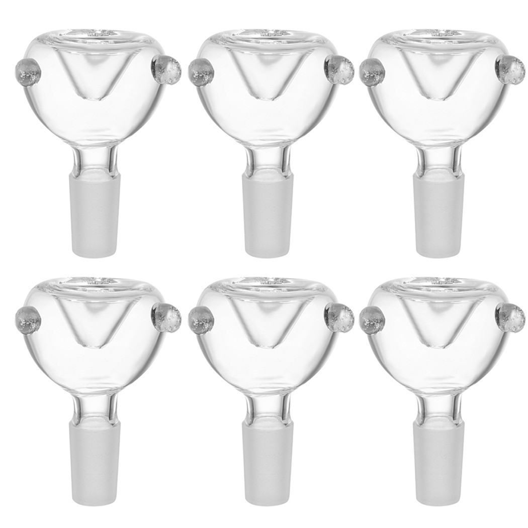 ( Pack of 6 ) 14MM Male Glass Bowl For Water Tobacco Pipe Bong Replacement Head
