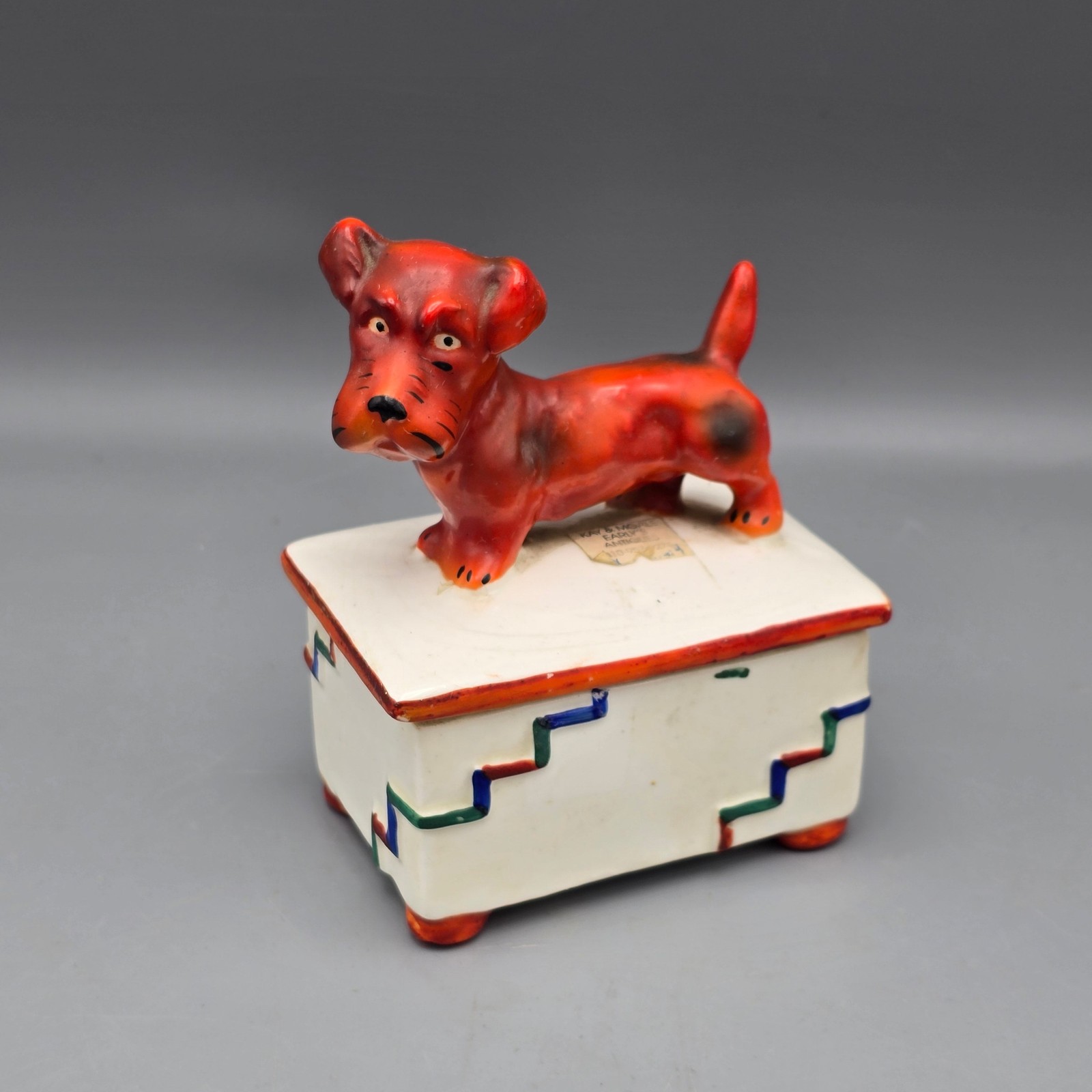 Art Deco German Porcelain Box with Scottie Dog