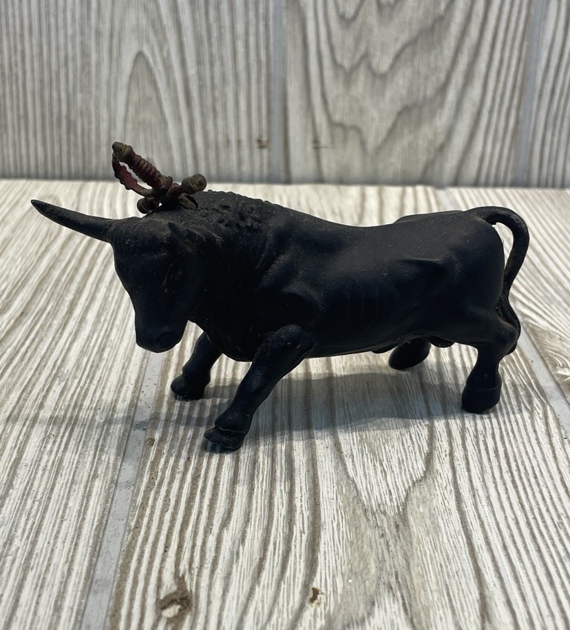 Vintage Toledo Spain Bull Figurine Letter Opener Sword Cast Iron Statue