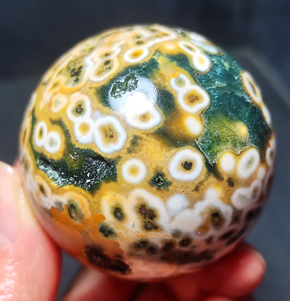 Rare 206G Natural Polished Orbicular Ocean Jasper Ball Reiki Healing  R2021