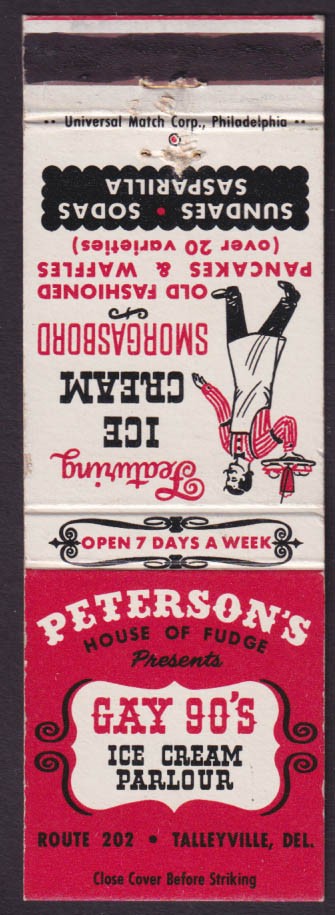 Peterson's Gay 90s Ice Cream Parlour Route 202 Talleyville DE matchcover