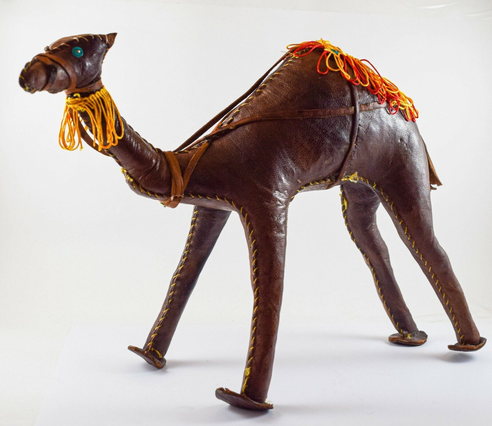 Handmade Moroccan Leather Camel, Vintage leather camel, Vintage Home decoration