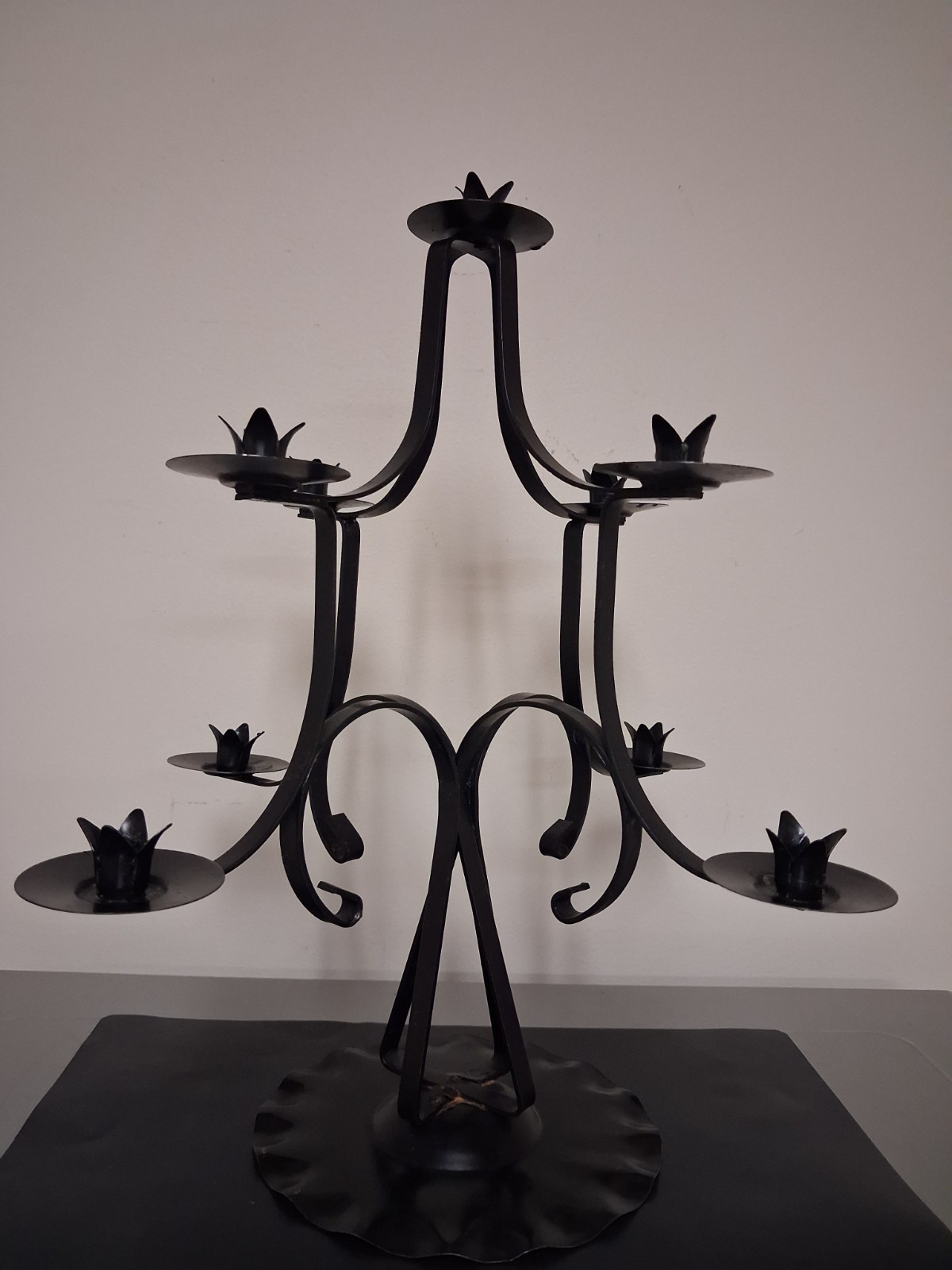 Vintage Black Wrought Iron Candelabra 9 Candle Holder Rustic Gothic Farmhouse 15