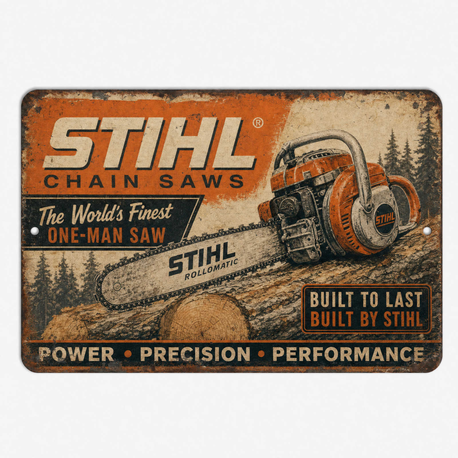Stihl Chain Saw Aluminum Sign Vintage Retro Replica Garage Man Cave  - 3 Sizes