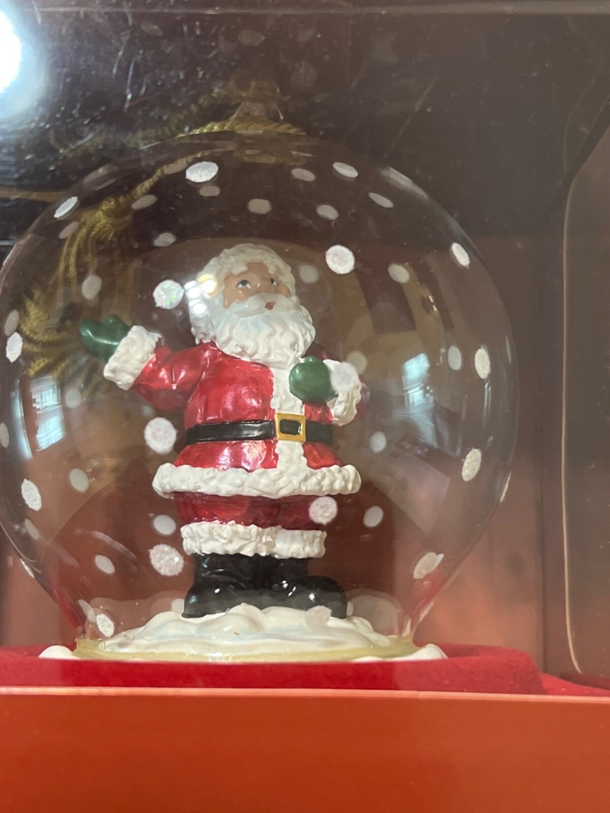 Gorham Winter Follies Crystal Santa Ornament Original Box Christmas Holiday