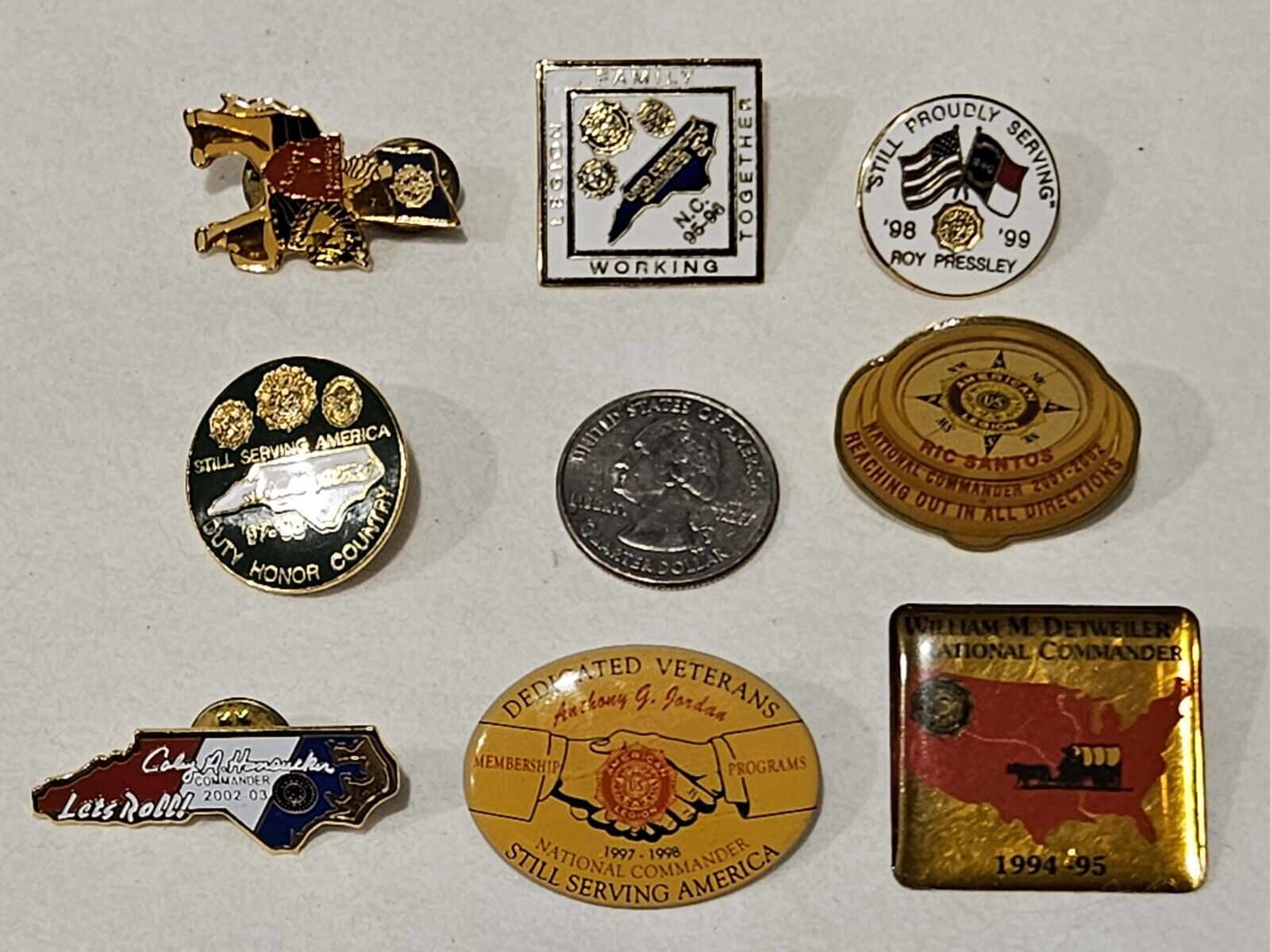 8 Vintage American Leigion National Commander Pin Lot B