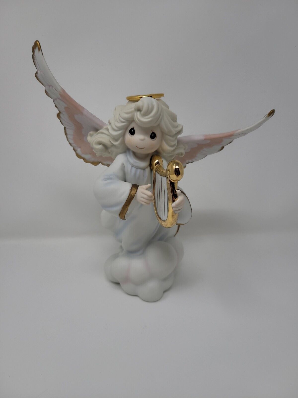 Signed PRECIOUS MOMENTS Faith Is Heaven’s Sweet Song 9” Angel w/ Harp Figurine 