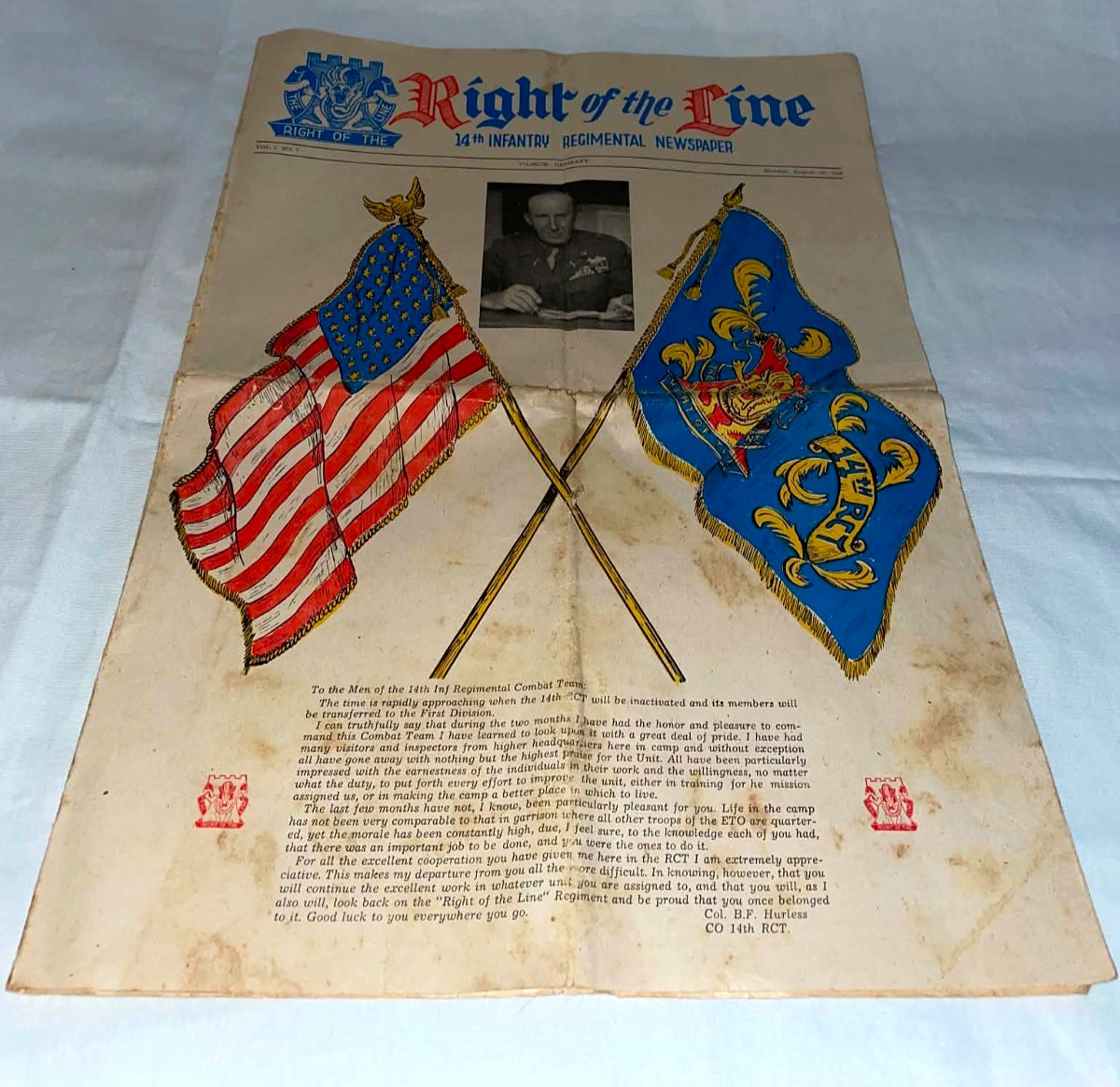 Rare 1946 WWII 14th Infantry Regiment Newspaper Right of the Line Vilseck Milita