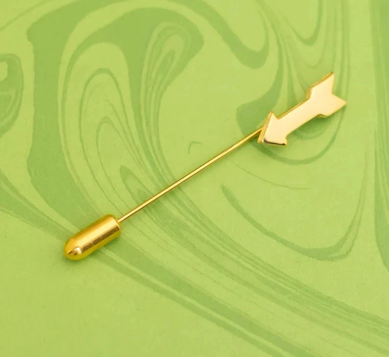 Estate 14K Yellow Gold Over Arrow Minimalist Stick Pin -Lapel Pin For Unisex 1PC