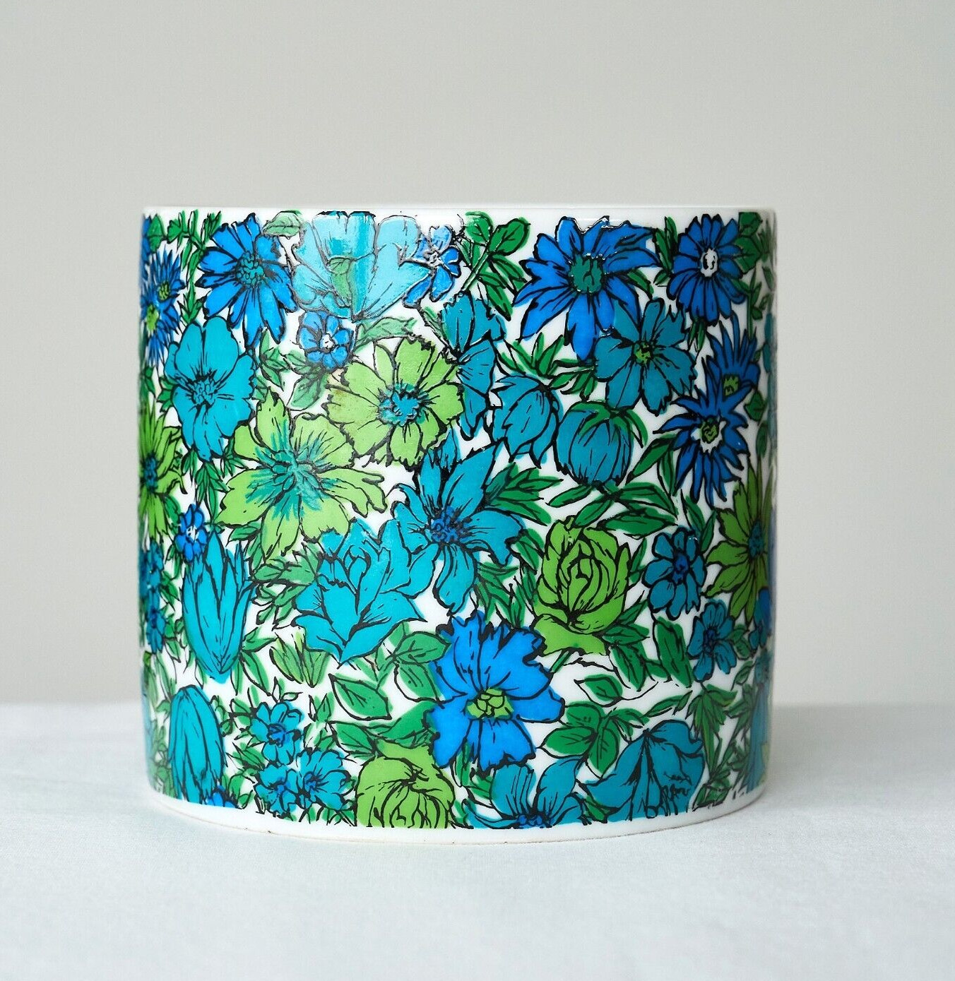 Vintage 1966 HOLT HOWARD Floral Canister Planter 4.5” Blue Green Mid Century MCM