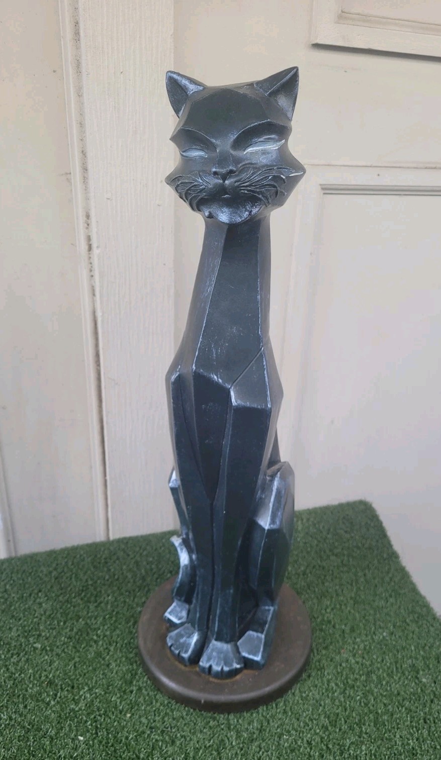 VINTAGE 1960'S Large MCM Cubist Siamese Cat Statue 24