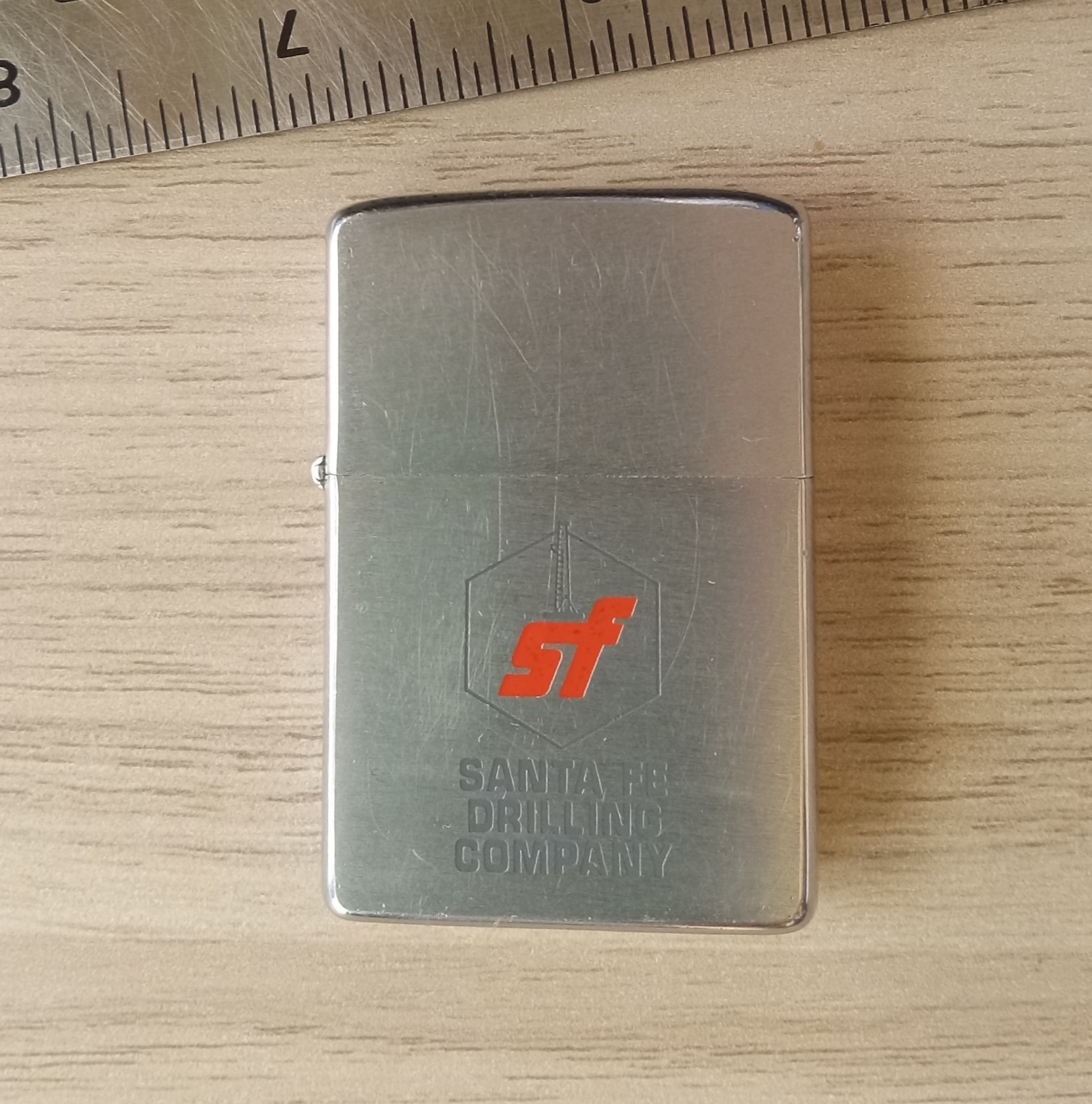 1977 Zippo Sante Fe Drilling Co. Advertising Chrome Lighter Vintage