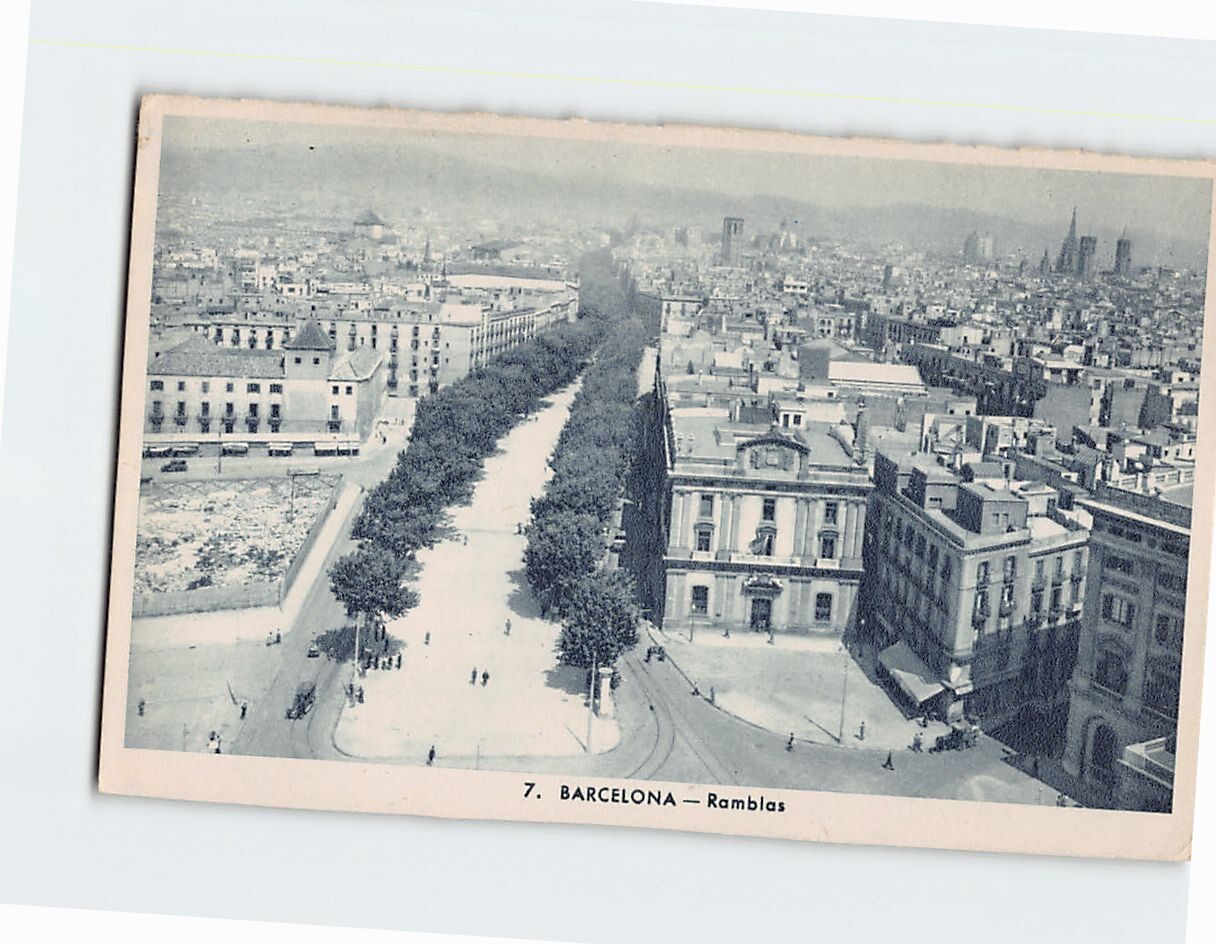 Postcard Ramblas Barcelona Spain