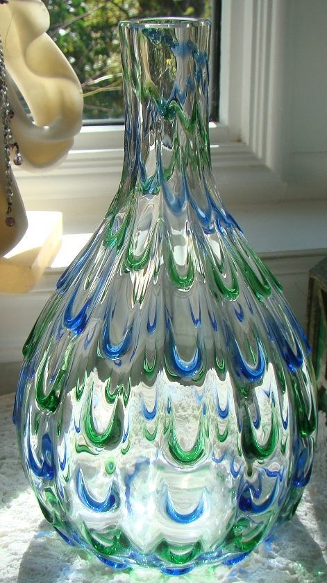 1950s MCM Murano Seguso Thumbprint Waterfall Drip ITALIAN Art Glass Vase Italy