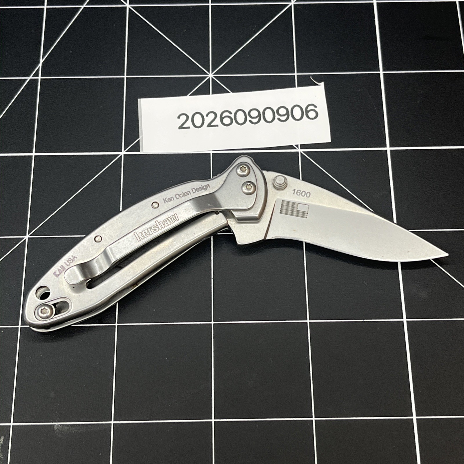 KERSHAW USA KEN ONION - CHIVE 1600 FOLDING LINER LOCK KNIFE WITH POCKET CLIP