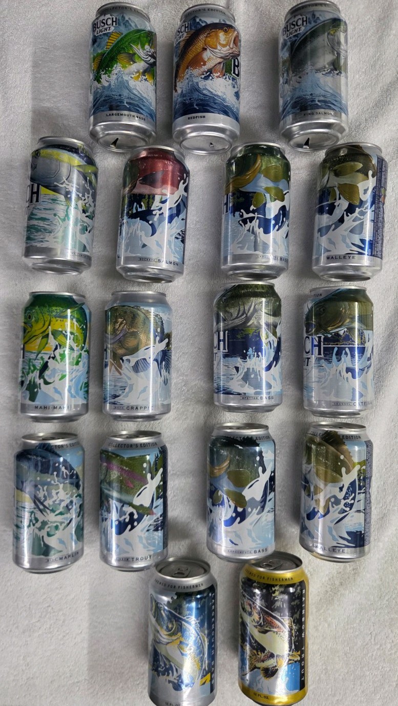 Busch Light 2022 2023 2024 2025 2026 Limited Edition FISH Empty Beer Cans (17) Busch Light 2022 2023 2024 2025 2026 Limited Edition FISH Empty Beer Cans (17)