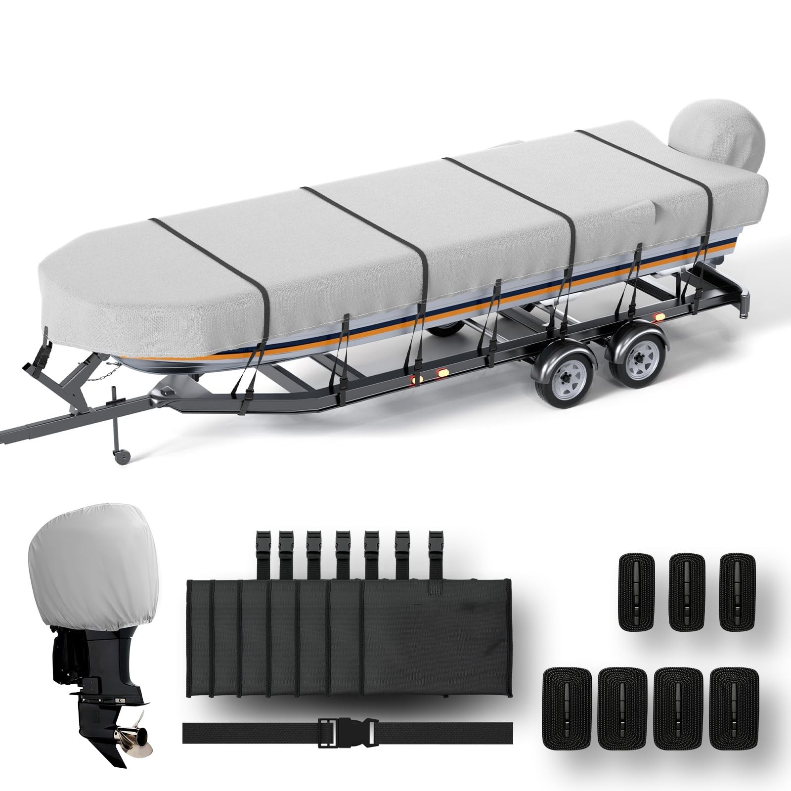 Jon Boat Cover 18ft with Motor Cover, 1200D Heavy Duty Marine Grade... Fast Ship
