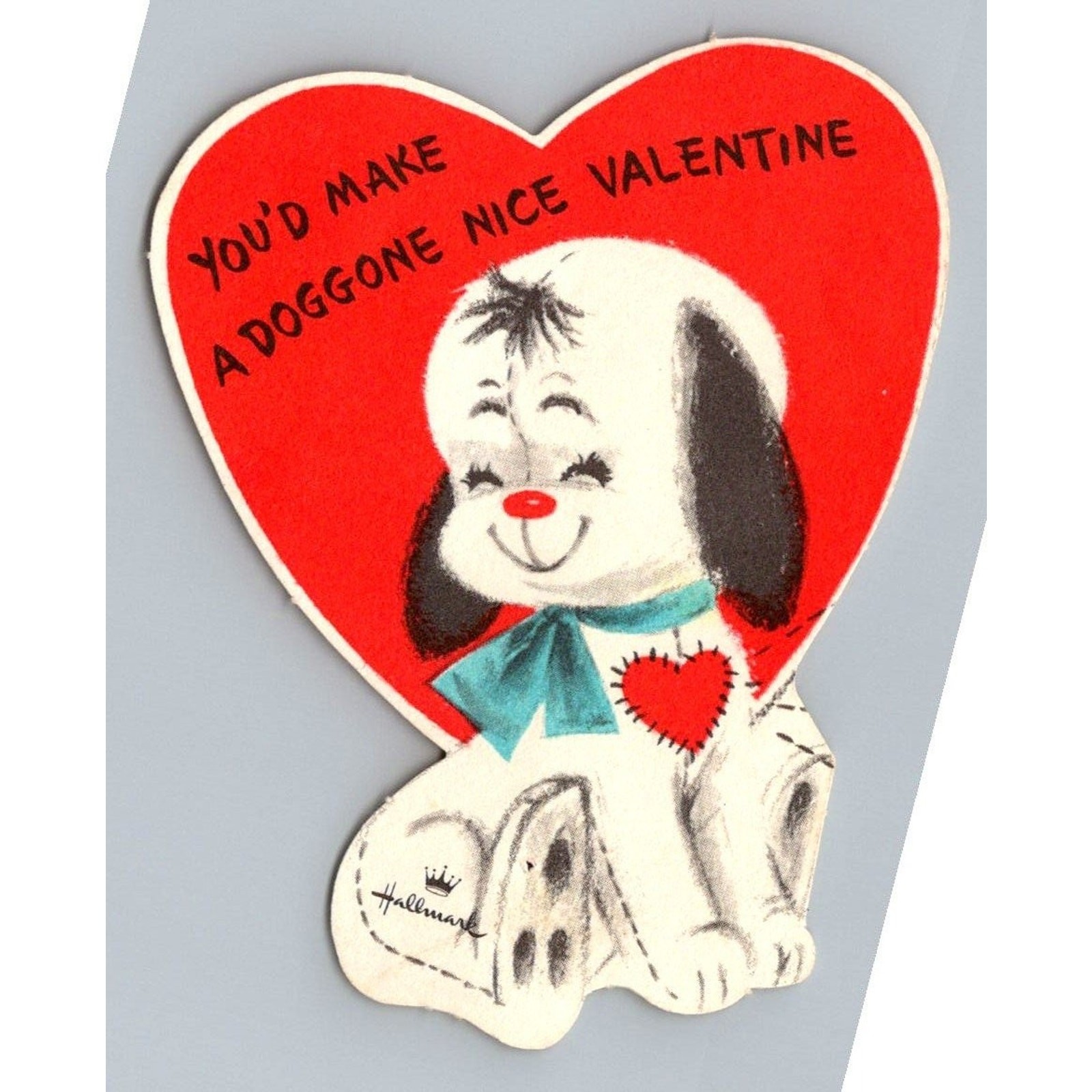 Hallmark Vintage Valentine\'s Day Card Puppy Dog Doggone Nice Heart Design