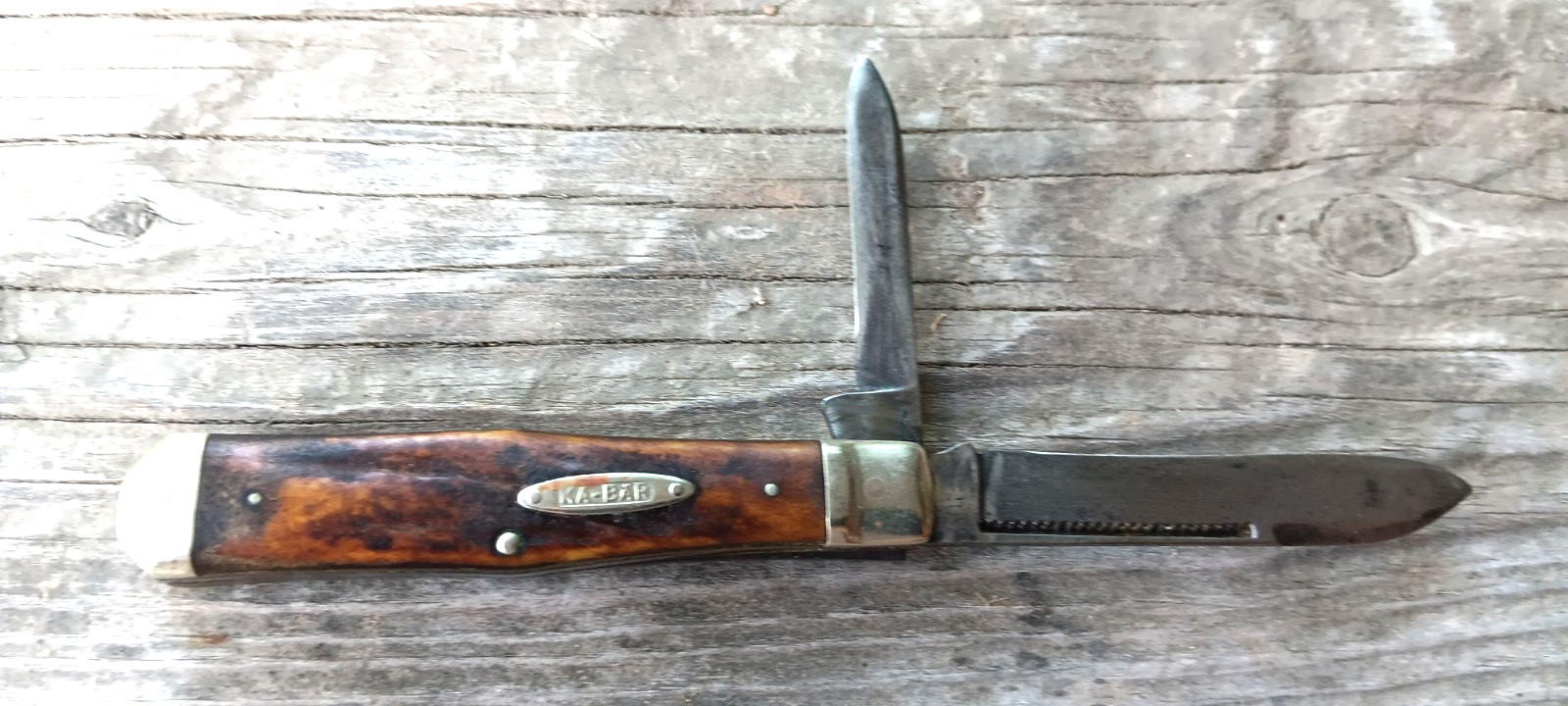 Union Cut Co KA-BAR Coffin Jack Knife Stag Handle Vintage Antique Rare