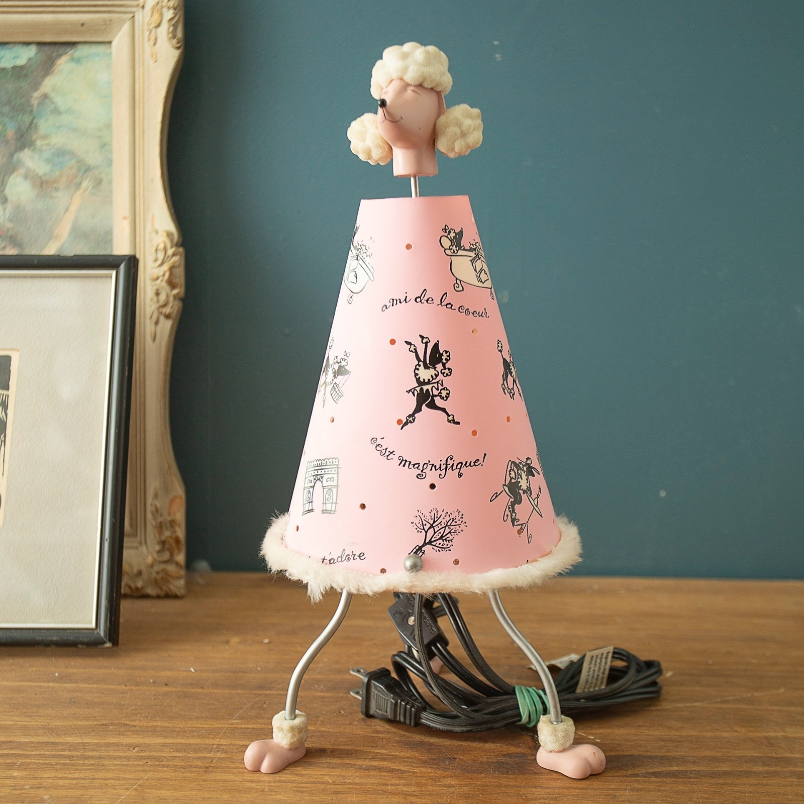 Vtg Pink Poodle Lamp Cherie Dept 56 Retired