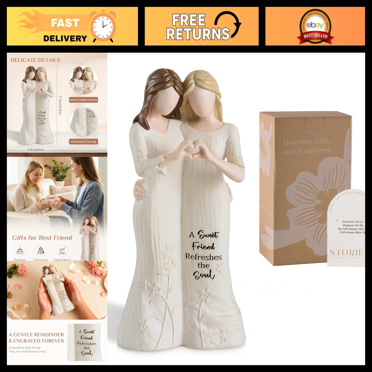Hand-Painted Best Friend Figurine - Unique Friendship Gift for Women, Collectibl