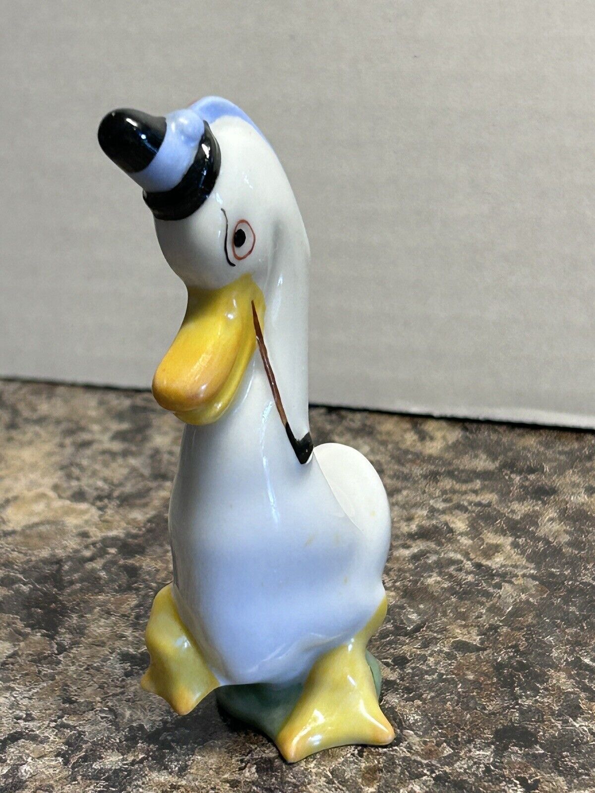 Vintage Herend Porcelain Duck Smoking a Pipe Figurine Hand Painted Hungary