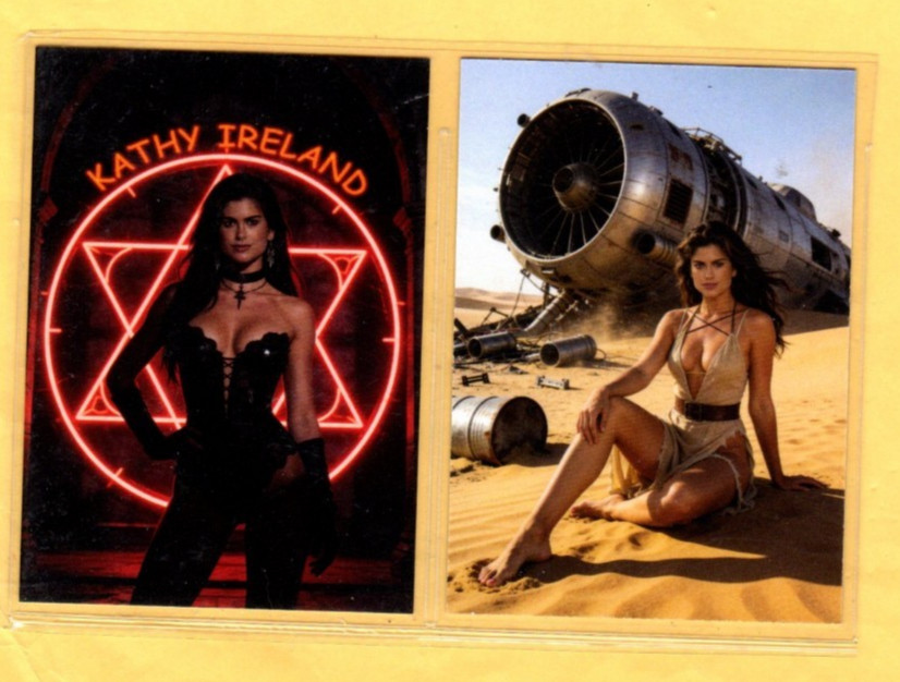 KATHY IRELAND    CUSTOM  NOVELTY TRADING CARD 2 CARDS   SET