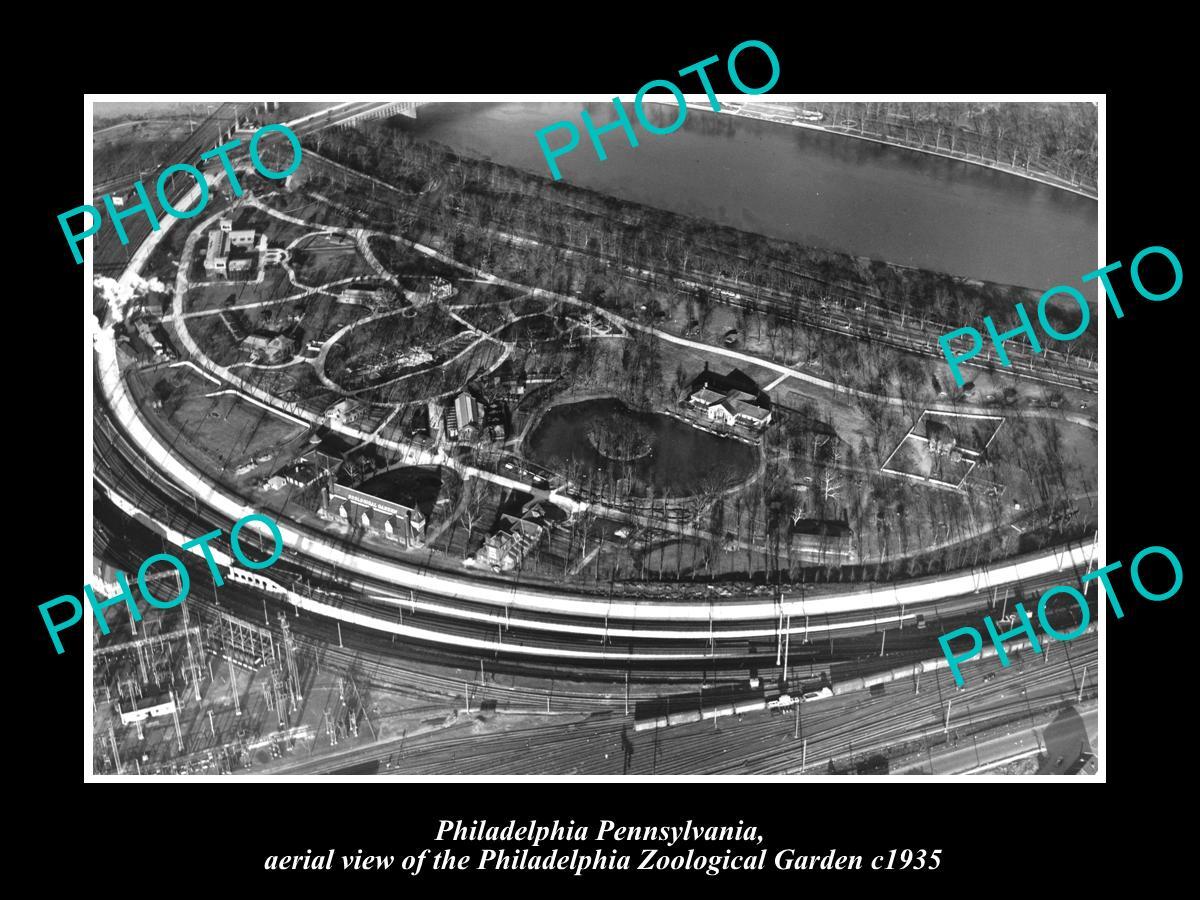 OLD LARGE HISTORIC PHOTO OF PHILADELPHIA PENNSYLVANIA AERIAL VIEW OF ZOO c1935