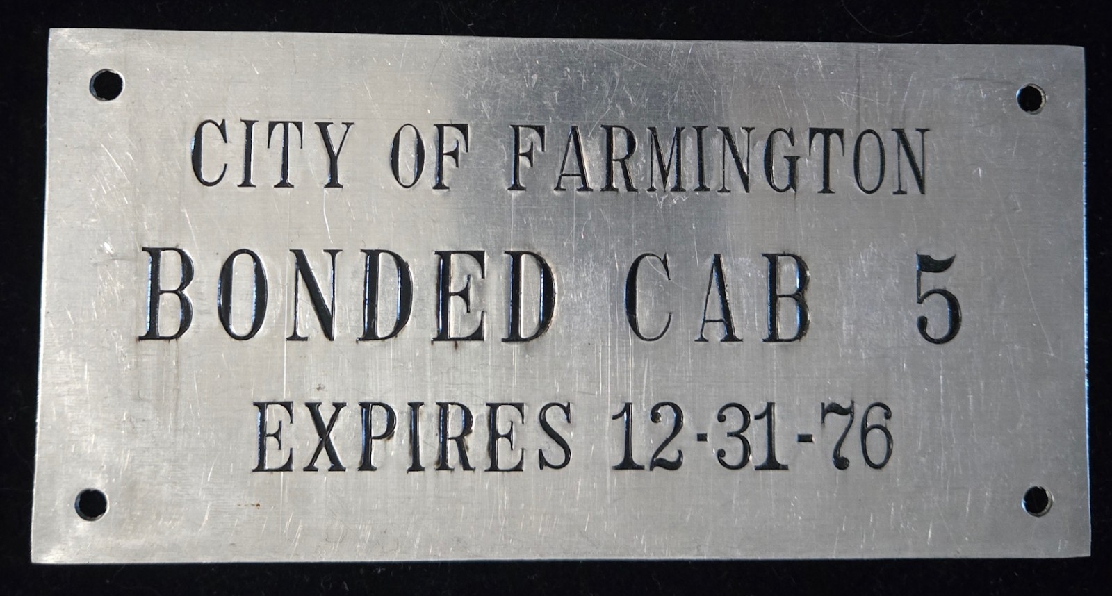 Vintage 1976 Michigan Taxi Cab Plate, Bonded Cab 5
