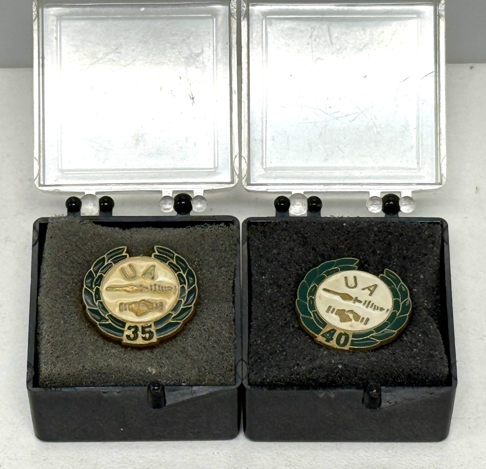 Vintage UA Plumbers Pipefitters Union 35 & 40 Year Service Pin Lot Gold Tone