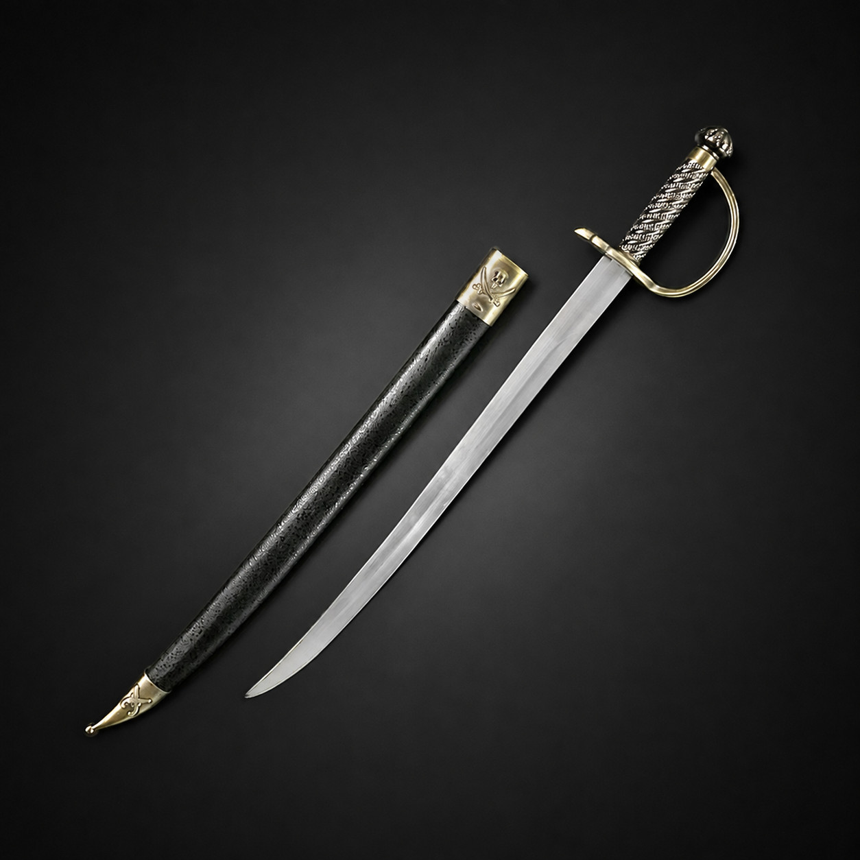 P.S. Caribbean Pirate Sword Pirate Cutlass Saber Sword  (Brass Hilt)