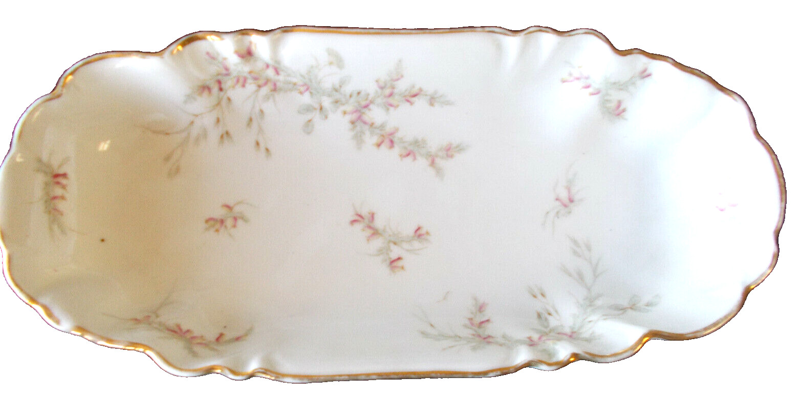 Vintage Dresoen Germany Floral Gold Trimmed Dish/Bowl 12\'\' Long x 5 1/2\'\' Wide