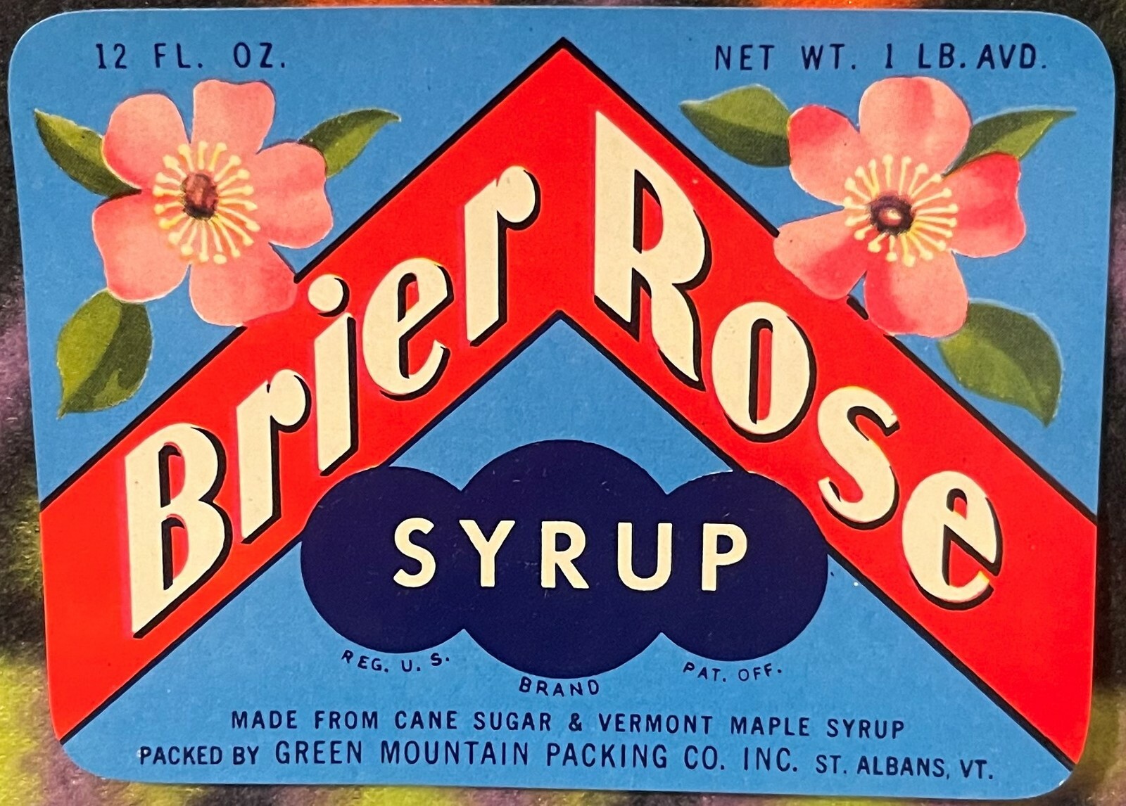 Vintage Brier Rose 🌸 Syrup Label Green Mountain Packing Co Vermont 1930s-40s