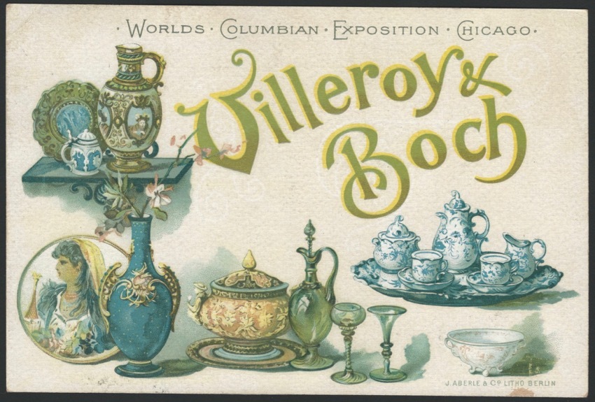 1893 Villeroy & Boch World’s Columbian Exposition Trade Card Pottery Ceramics