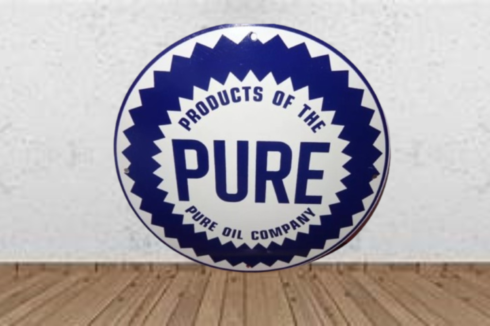 Pure Oil Co  Porcelain Enamel Heavy Metal Sign 48 Inches Double  Side