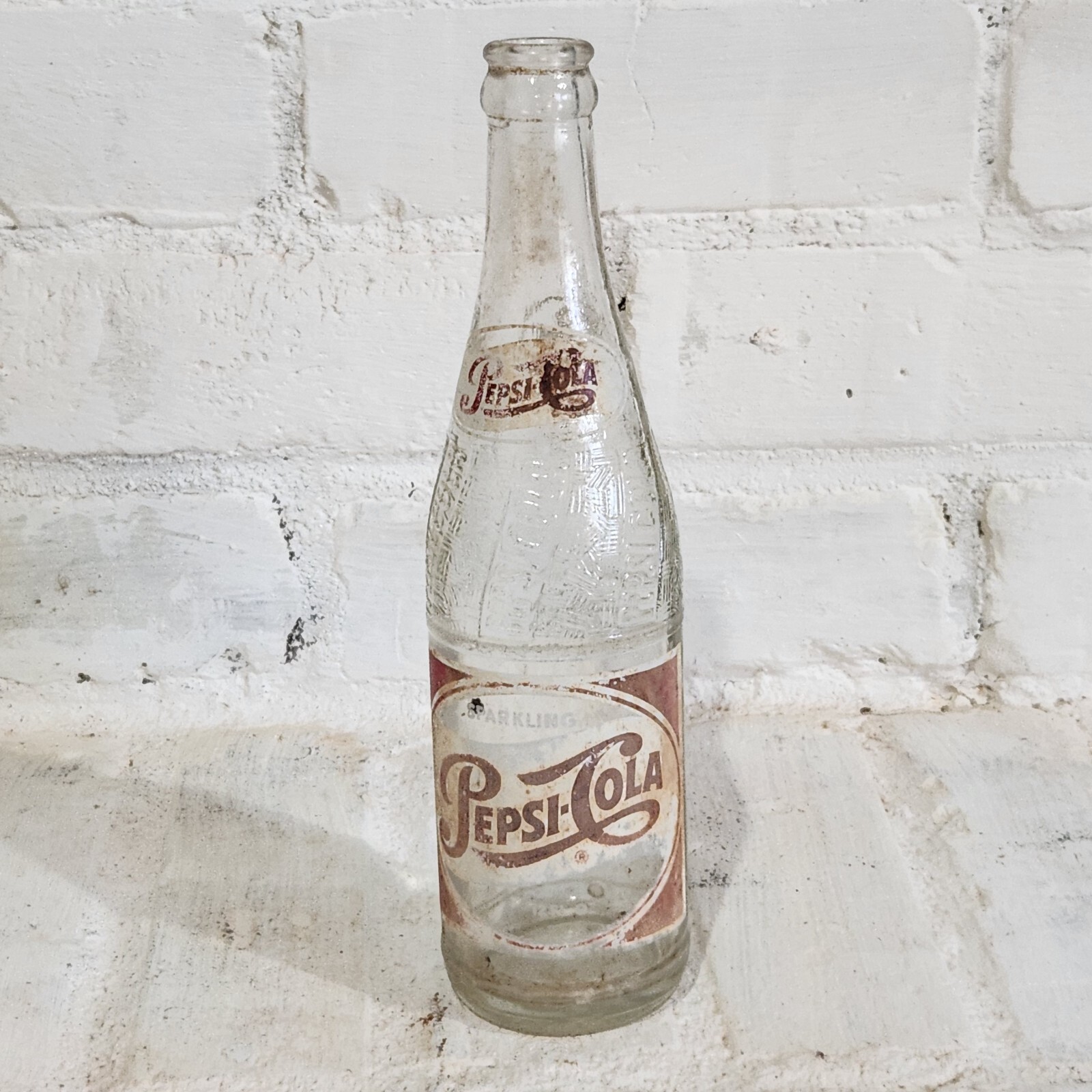 Vintage Red White 1940s Pepsi Cola Soda Bottle Columbia, SC Glass 12 oz