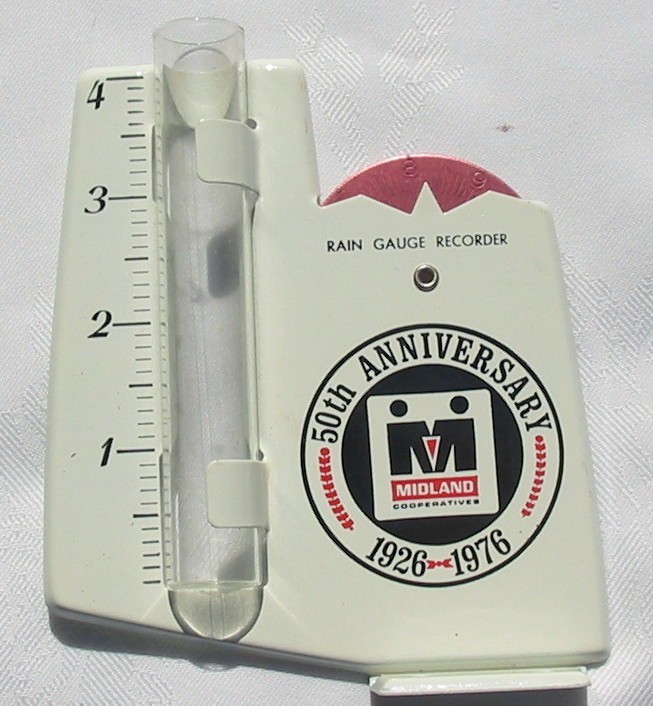 Vtg NOS Midland Cooperative Advertising Farm Rain Gauge 1976 Mint Condition