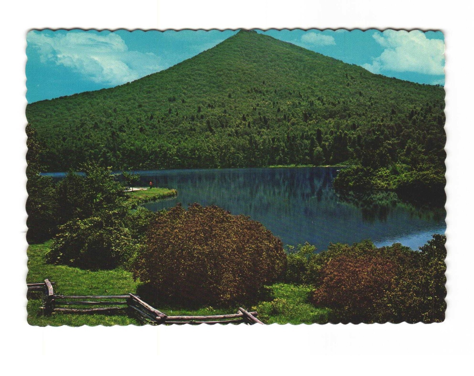 Sharp top and peaks of Otter Lake Blue Ridge Parkway vintage postcard unposted