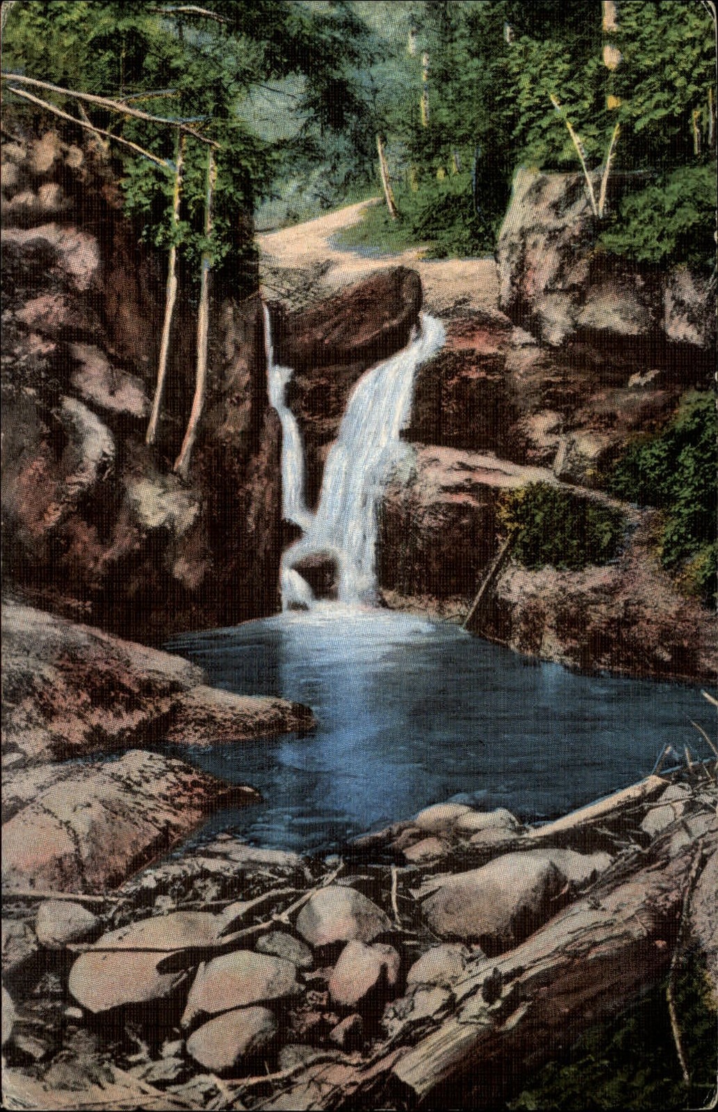 North Conway New Hampshire Artist\'s Falls White Mountains linen postcard