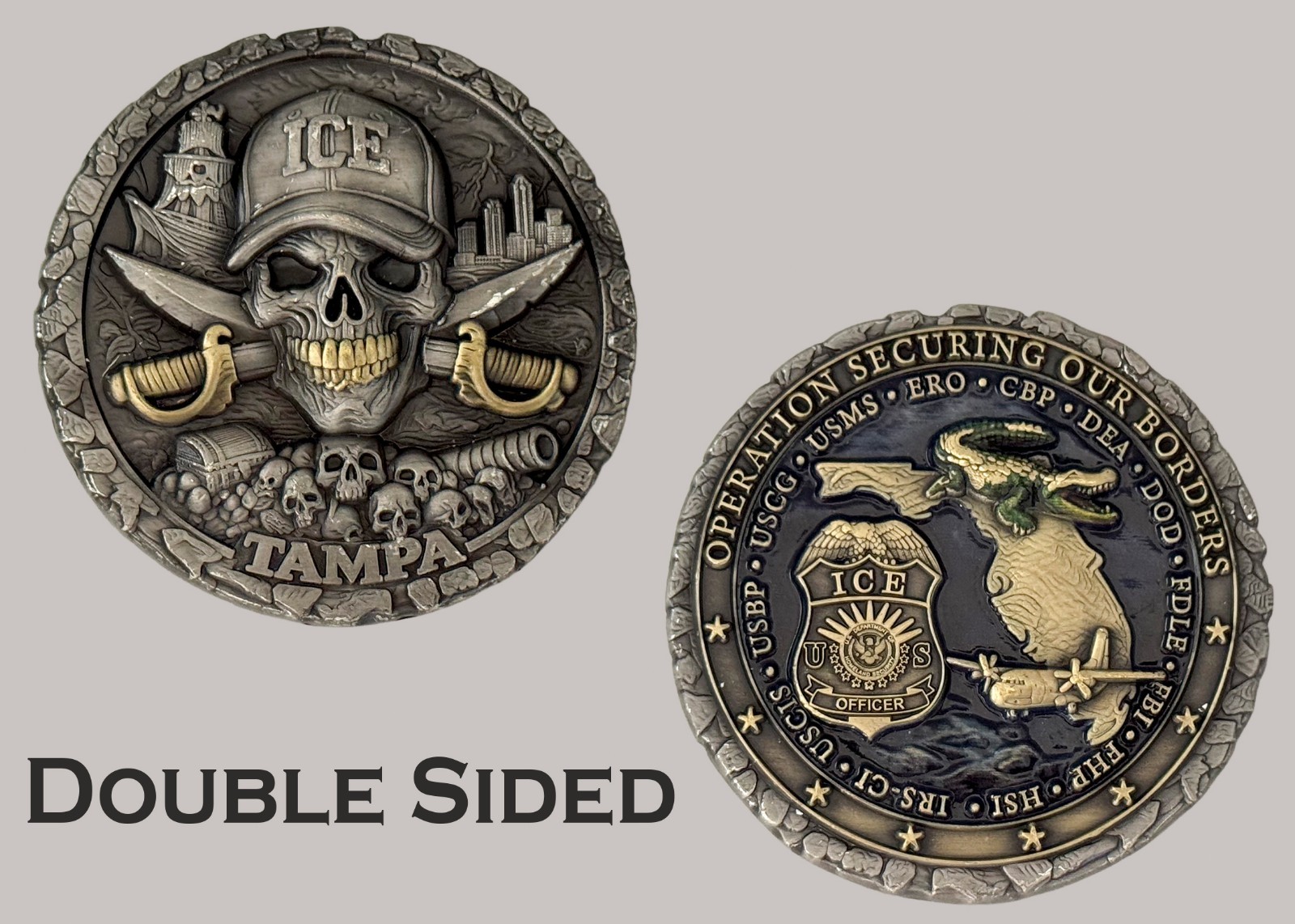 ICE Tampa Operation Securing Our Borders Skull Challenge Coin  J#42