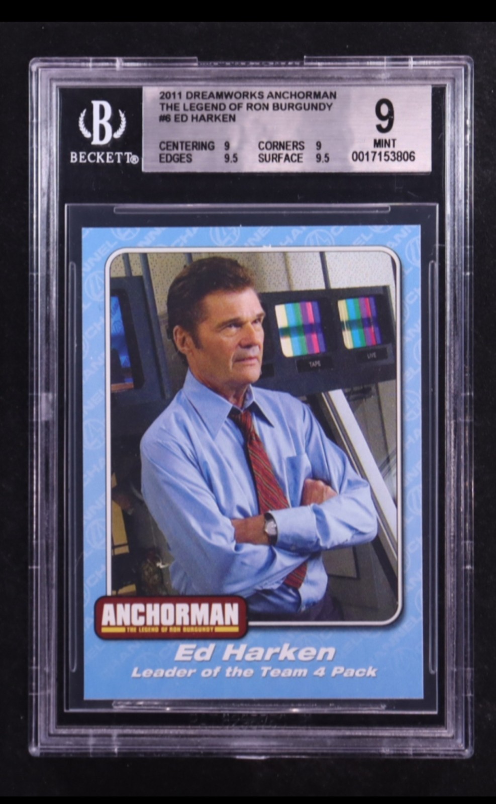 DreamWorks 2011 Anchorman Ron Burgundy Ed Harken #6 Trading Card BGS 9