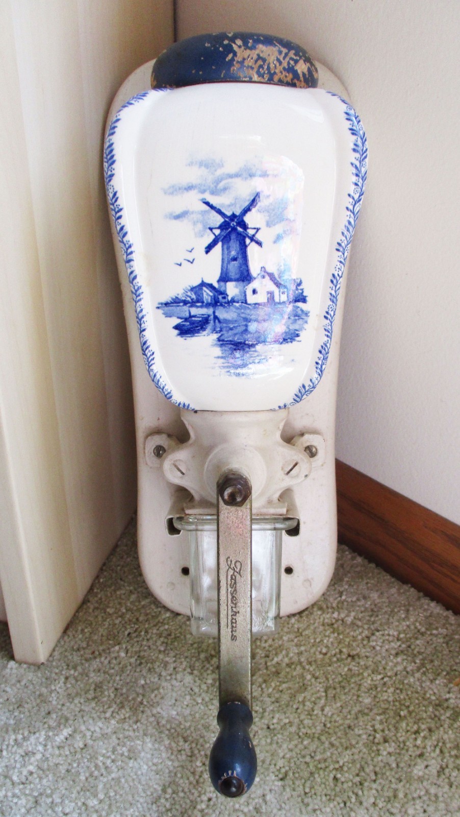 Vitage Coffee Grinder Wall Mount Zassenhaus Germany Has Glass Measure 1940s