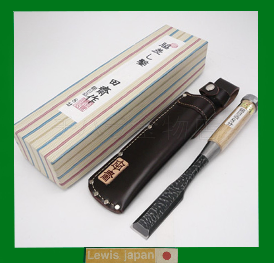 Japanese Chisel Nomi 24mm Tasai luxury Wakizashi Kashi With White Leather Case 