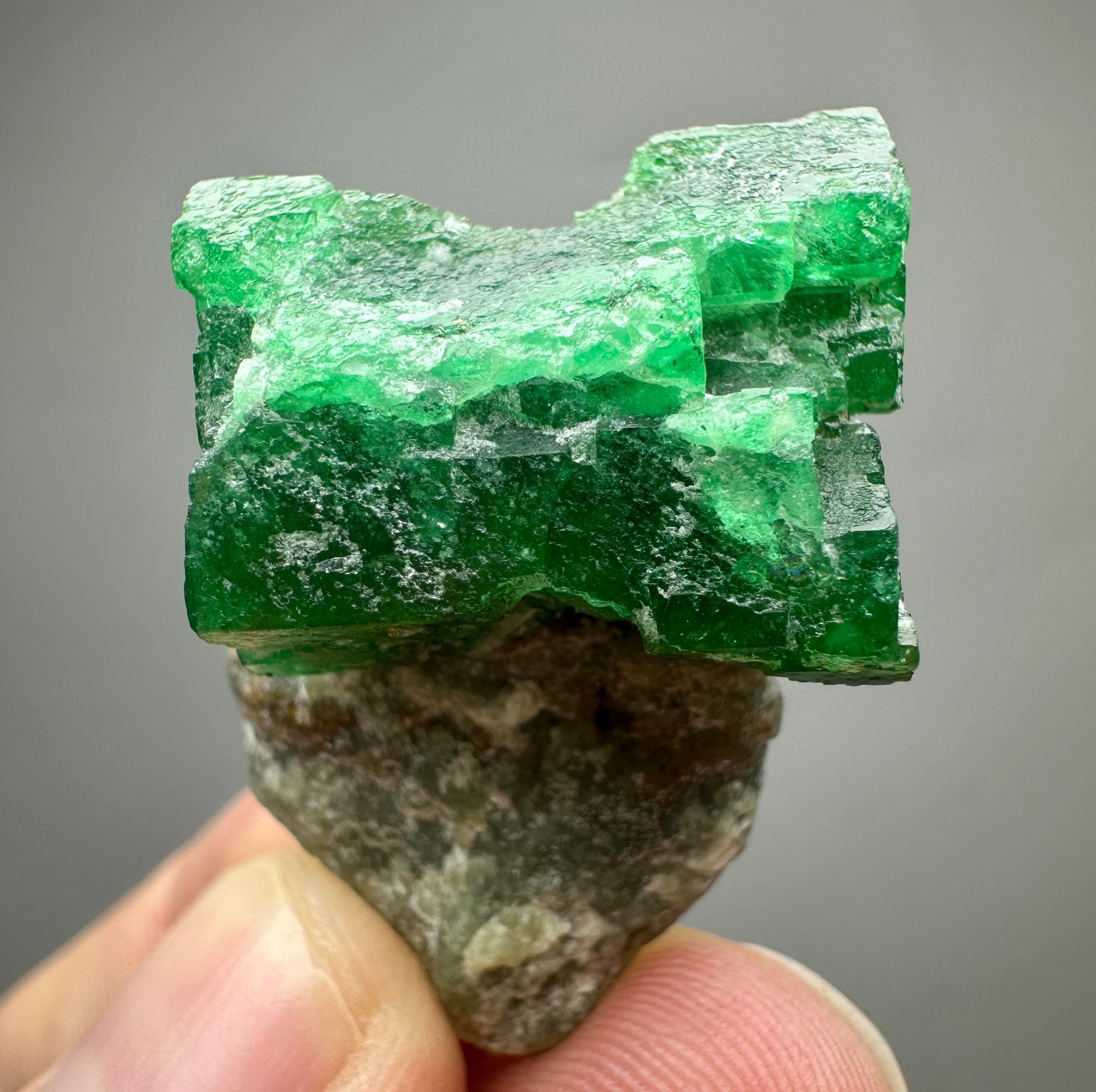 63 Carat Full Terminated Top Green Swat Emerald Huge Crystal On Matrix @Pakistan