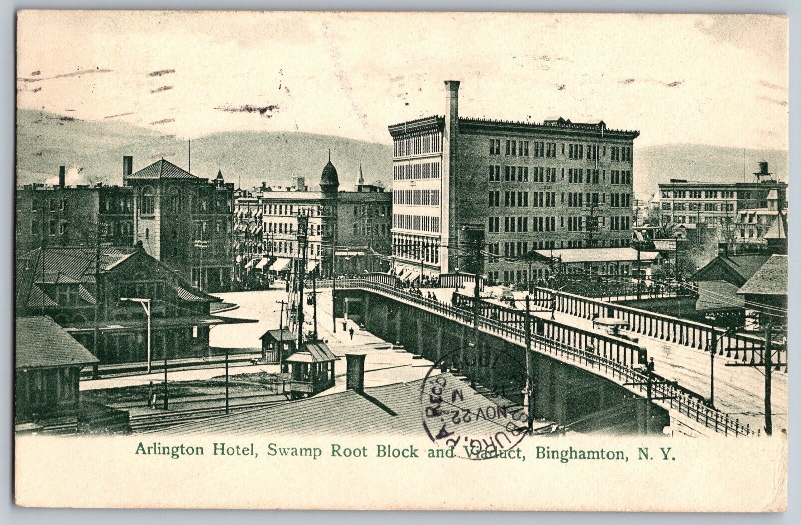 Binghamton, New York - Showing the Arlington Hotel - Vintage Postcard - Posted