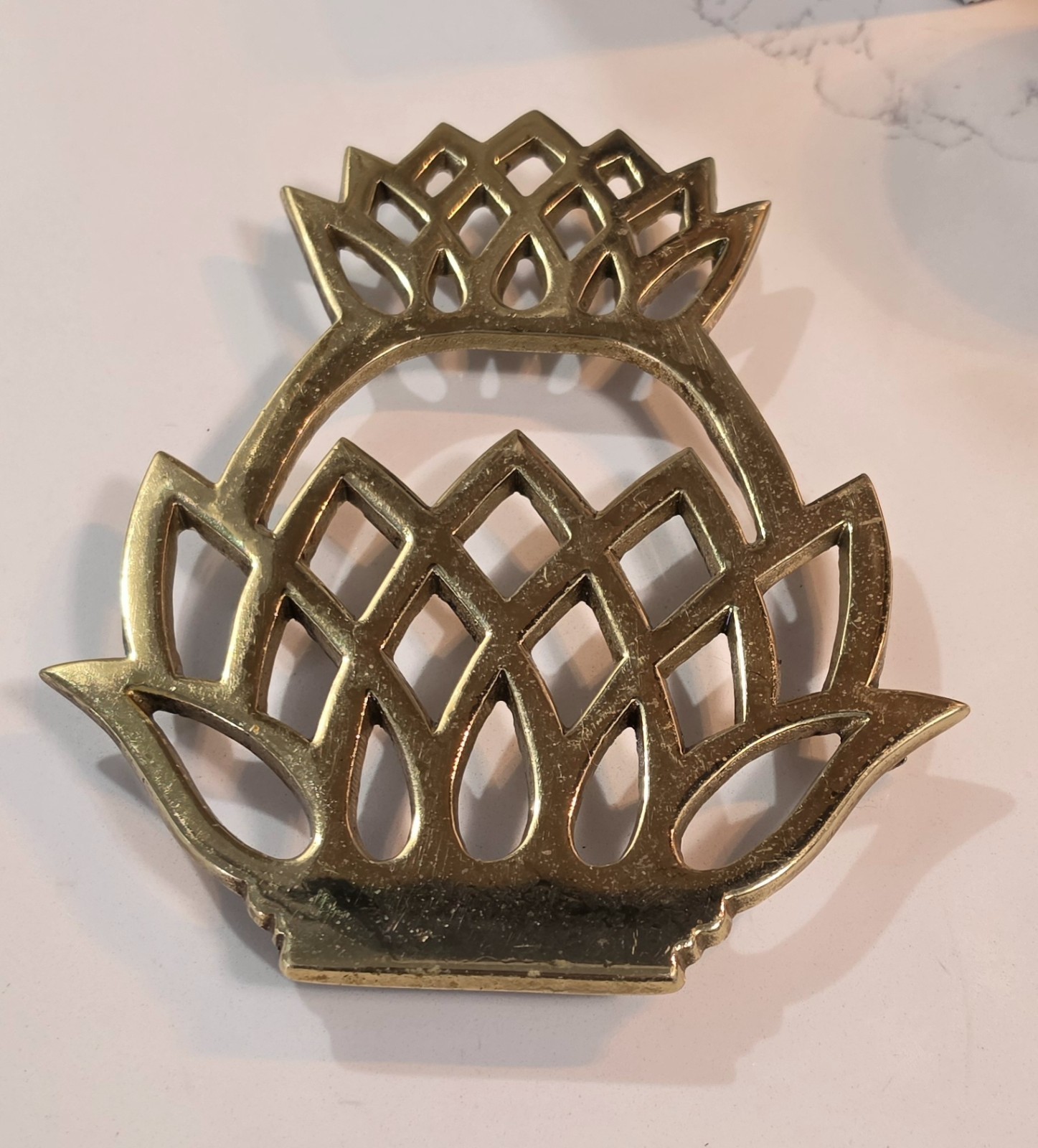 Solid Brass Virginia Metalcrafters MCM Pineapple Trivet Hot Plate 1976 