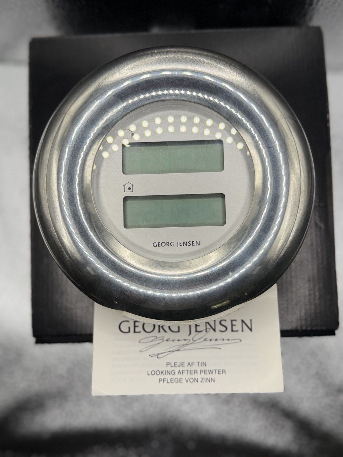 Georg Jensen Pewter Indoor & Outdoor Thermometer Weather Station w/ Box Denmark⁠