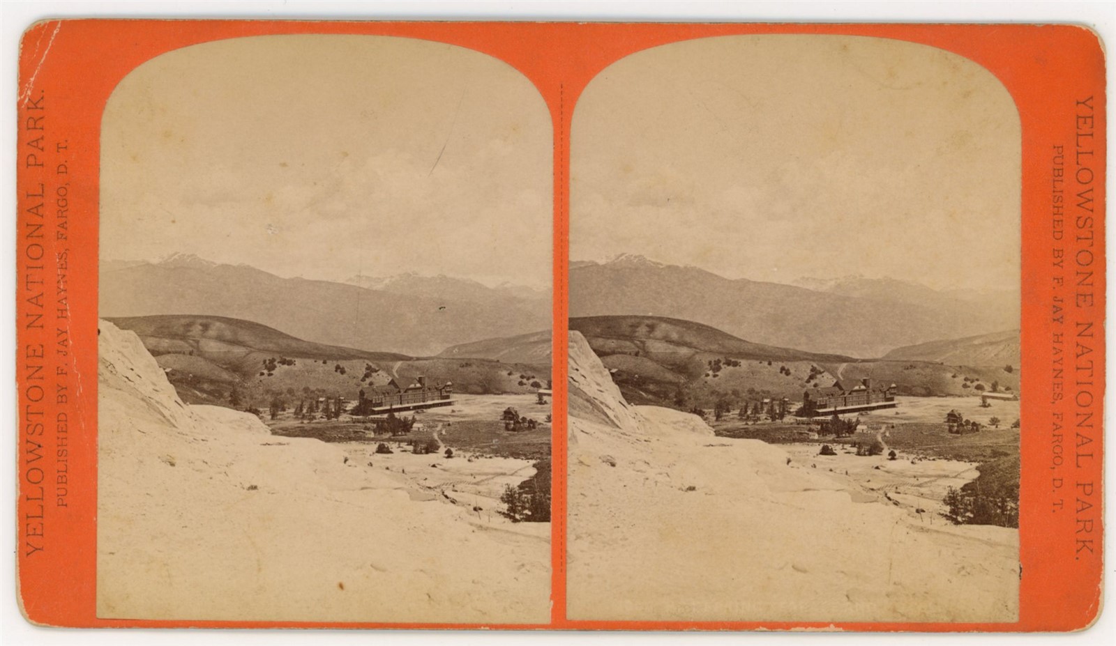 YELLOWSTONE STEREOVIEW - Mammoth & National Hotel - FJ Haynes 1880s