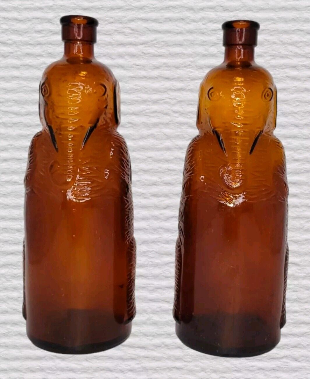 Vtg 1930s Lot of 2 Old Sol Bleach Co Amber Glass Elephant Bottle Baltimore MD