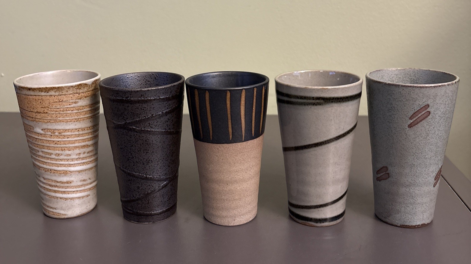 Japanese Mino ware ceramic tumblers Set Of 5 Pottery